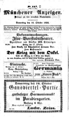 Neueste Nachrichten aus dem Gebiete der Politik (Münchner neueste Nachrichten) Donnerstag 16. Oktober 1856