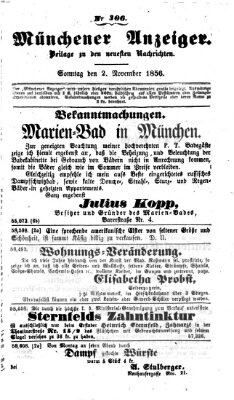 Neueste Nachrichten aus dem Gebiete der Politik (Münchner neueste Nachrichten) Sonntag 2. November 1856