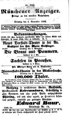 Neueste Nachrichten aus dem Gebiete der Politik (Münchner neueste Nachrichten) Dienstag 4. November 1856