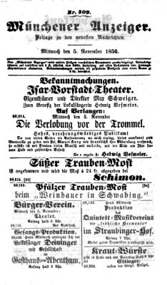 Neueste Nachrichten aus dem Gebiete der Politik (Münchner neueste Nachrichten) Mittwoch 5. November 1856