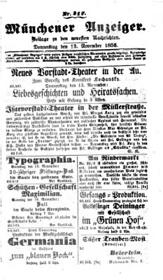 Neueste Nachrichten aus dem Gebiete der Politik (Münchner neueste Nachrichten) Donnerstag 13. November 1856