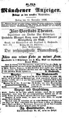 Neueste Nachrichten aus dem Gebiete der Politik (Münchner neueste Nachrichten) Freitag 14. November 1856