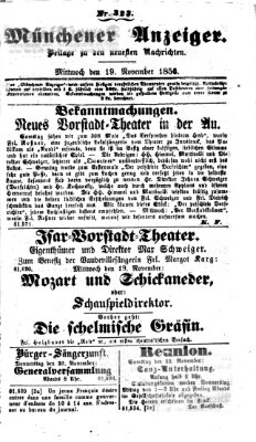 Neueste Nachrichten aus dem Gebiete der Politik (Münchner neueste Nachrichten) Mittwoch 19. November 1856