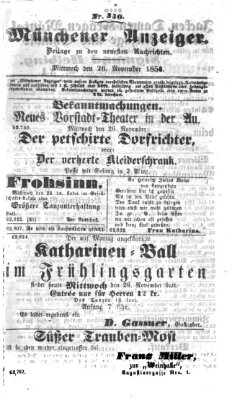 Neueste Nachrichten aus dem Gebiete der Politik (Münchner neueste Nachrichten) Mittwoch 26. November 1856