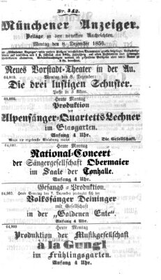 Neueste Nachrichten aus dem Gebiete der Politik (Münchner neueste Nachrichten) Montag 8. Dezember 1856