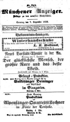 Neueste Nachrichten aus dem Gebiete der Politik (Münchner neueste Nachrichten) Sonntag 7. Dezember 1856