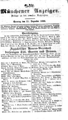 Neueste Nachrichten aus dem Gebiete der Politik (Münchner neueste Nachrichten) Sonntag 21. Dezember 1856