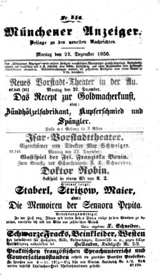 Neueste Nachrichten aus dem Gebiete der Politik (Münchner neueste Nachrichten) Montag 22. Dezember 1856