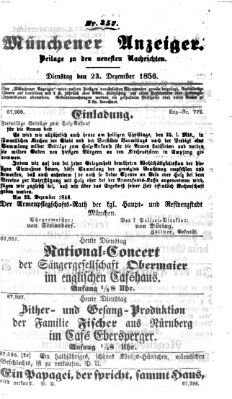 Neueste Nachrichten aus dem Gebiete der Politik (Münchner neueste Nachrichten) Dienstag 23. Dezember 1856