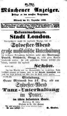 Neueste Nachrichten aus dem Gebiete der Politik (Münchner neueste Nachrichten) Mittwoch 31. Dezember 1856