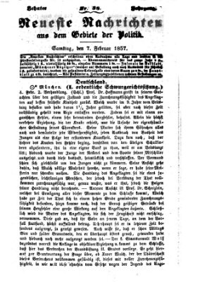 Neueste Nachrichten aus dem Gebiete der Politik (Münchner neueste Nachrichten) Samstag 7. Februar 1857