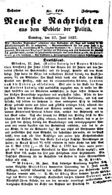 Neueste Nachrichten aus dem Gebiete der Politik (Münchner neueste Nachrichten) Samstag 27. Juni 1857