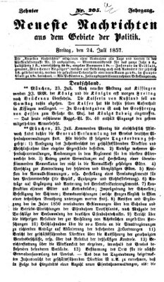 Neueste Nachrichten aus dem Gebiete der Politik (Münchner neueste Nachrichten) Freitag 24. Juli 1857