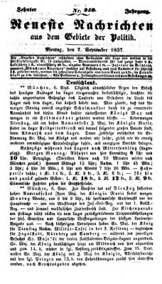 Neueste Nachrichten aus dem Gebiete der Politik (Münchner neueste Nachrichten) Montag 7. September 1857