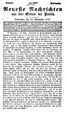 Neueste Nachrichten aus dem Gebiete der Politik (Münchner neueste Nachrichten) Donnerstag 24. September 1857