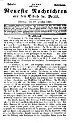 Neueste Nachrichten aus dem Gebiete der Politik (Münchner neueste Nachrichten) Samstag 10. Oktober 1857