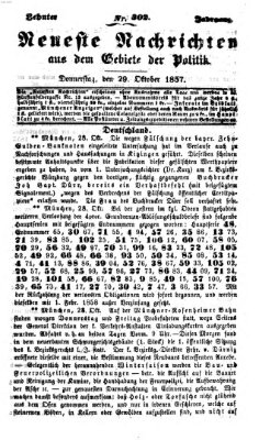 Neueste Nachrichten aus dem Gebiete der Politik (Münchner neueste Nachrichten) Donnerstag 29. Oktober 1857