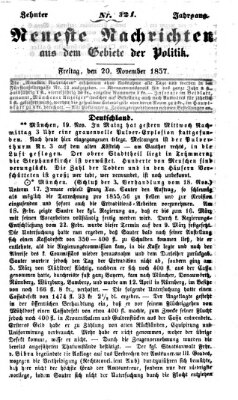 Neueste Nachrichten aus dem Gebiete der Politik (Münchner neueste Nachrichten) Freitag 20. November 1857