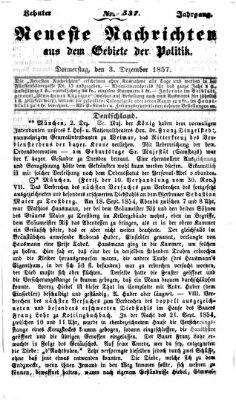 Neueste Nachrichten aus dem Gebiete der Politik (Münchner neueste Nachrichten) Donnerstag 3. Dezember 1857