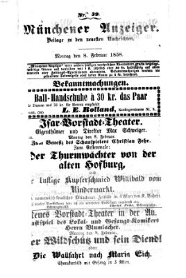 Neueste Nachrichten aus dem Gebiete der Politik (Münchner neueste Nachrichten) Montag 8. Februar 1858