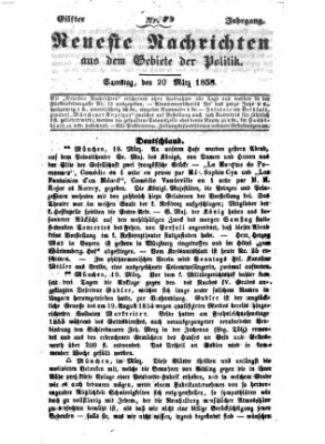 Neueste Nachrichten aus dem Gebiete der Politik (Münchner neueste Nachrichten) Samstag 20. März 1858