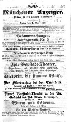 Neueste Nachrichten aus dem Gebiete der Politik (Münchner neueste Nachrichten) Freitag 7. Mai 1858