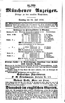 Neueste Nachrichten aus dem Gebiete der Politik (Münchner neueste Nachrichten) Samstag 24. Juli 1858