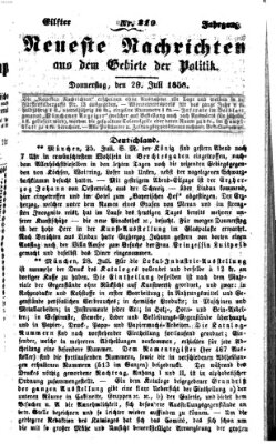 Neueste Nachrichten aus dem Gebiete der Politik (Münchner neueste Nachrichten) Donnerstag 29. Juli 1858