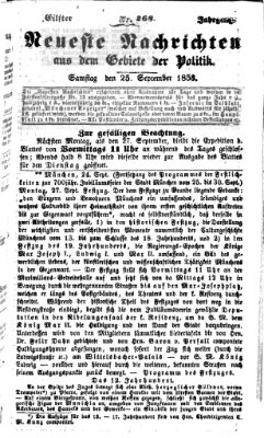 Neueste Nachrichten aus dem Gebiete der Politik (Münchner neueste Nachrichten) Samstag 25. September 1858