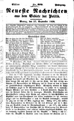 Neueste Nachrichten aus dem Gebiete der Politik (Münchner neueste Nachrichten) Montag 27. September 1858