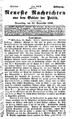 Neueste Nachrichten aus dem Gebiete der Politik (Münchner neueste Nachrichten) Donnerstag 30. September 1858