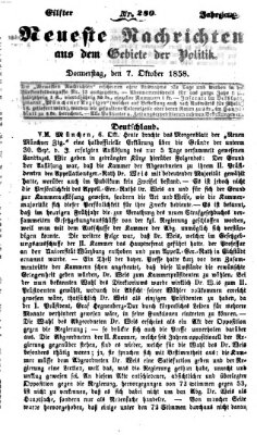 Neueste Nachrichten aus dem Gebiete der Politik (Münchner neueste Nachrichten) Donnerstag 7. Oktober 1858