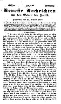 Neueste Nachrichten aus dem Gebiete der Politik (Münchner neueste Nachrichten) Donnerstag 14. Oktober 1858