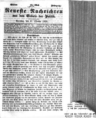 Neueste Nachrichten aus dem Gebiete der Politik (Münchner neueste Nachrichten) Sonntag 31. Oktober 1858