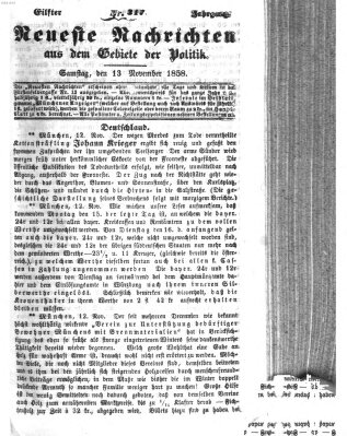 Neueste Nachrichten aus dem Gebiete der Politik (Münchner neueste Nachrichten) Samstag 13. November 1858