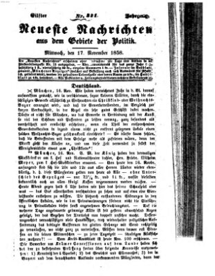 Neueste Nachrichten aus dem Gebiete der Politik (Münchner neueste Nachrichten) Mittwoch 17. November 1858