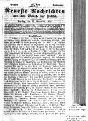 Neueste Nachrichten aus dem Gebiete der Politik (Münchner neueste Nachrichten) Dienstag 23. November 1858