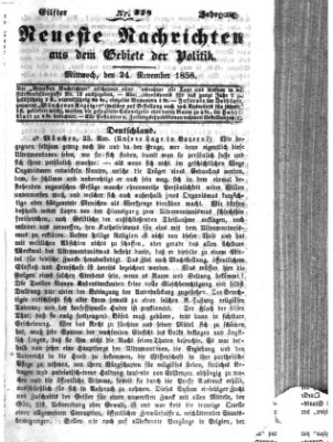 Neueste Nachrichten aus dem Gebiete der Politik (Münchner neueste Nachrichten) Mittwoch 24. November 1858