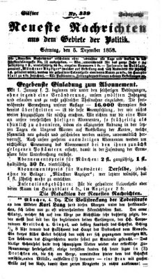 Neueste Nachrichten aus dem Gebiete der Politik (Münchner neueste Nachrichten) Sonntag 5. Dezember 1858