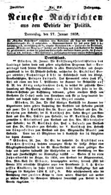 Neueste Nachrichten aus dem Gebiete der Politik (Münchner neueste Nachrichten) Donnerstag 27. Januar 1859