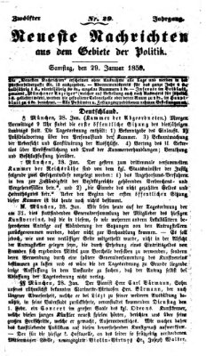 Neueste Nachrichten aus dem Gebiete der Politik (Münchner neueste Nachrichten) Samstag 29. Januar 1859