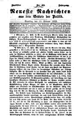 Neueste Nachrichten aus dem Gebiete der Politik (Münchner neueste Nachrichten) Samstag 12. Februar 1859