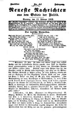 Neueste Nachrichten aus dem Gebiete der Politik (Münchner neueste Nachrichten) Sonntag 13. Februar 1859