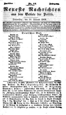 Neueste Nachrichten aus dem Gebiete der Politik (Münchner neueste Nachrichten) Donnerstag 24. Februar 1859