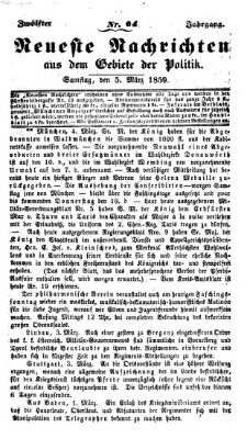 Neueste Nachrichten aus dem Gebiete der Politik (Münchner neueste Nachrichten) Samstag 5. März 1859