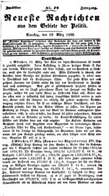 Neueste Nachrichten aus dem Gebiete der Politik (Münchner neueste Nachrichten) Samstag 19. März 1859