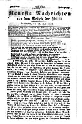 Neueste Nachrichten aus dem Gebiete der Politik (Münchner neueste Nachrichten) Donnerstag 21. Juli 1859