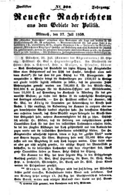 Neueste Nachrichten aus dem Gebiete der Politik (Münchner neueste Nachrichten) Mittwoch 27. Juli 1859