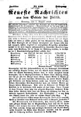 Neueste Nachrichten aus dem Gebiete der Politik (Münchner neueste Nachrichten) Sonntag 7. August 1859