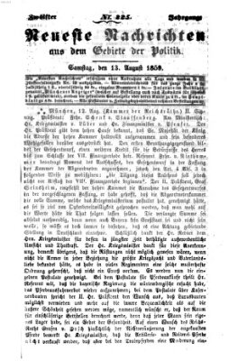 Neueste Nachrichten aus dem Gebiete der Politik (Münchner neueste Nachrichten) Samstag 13. August 1859